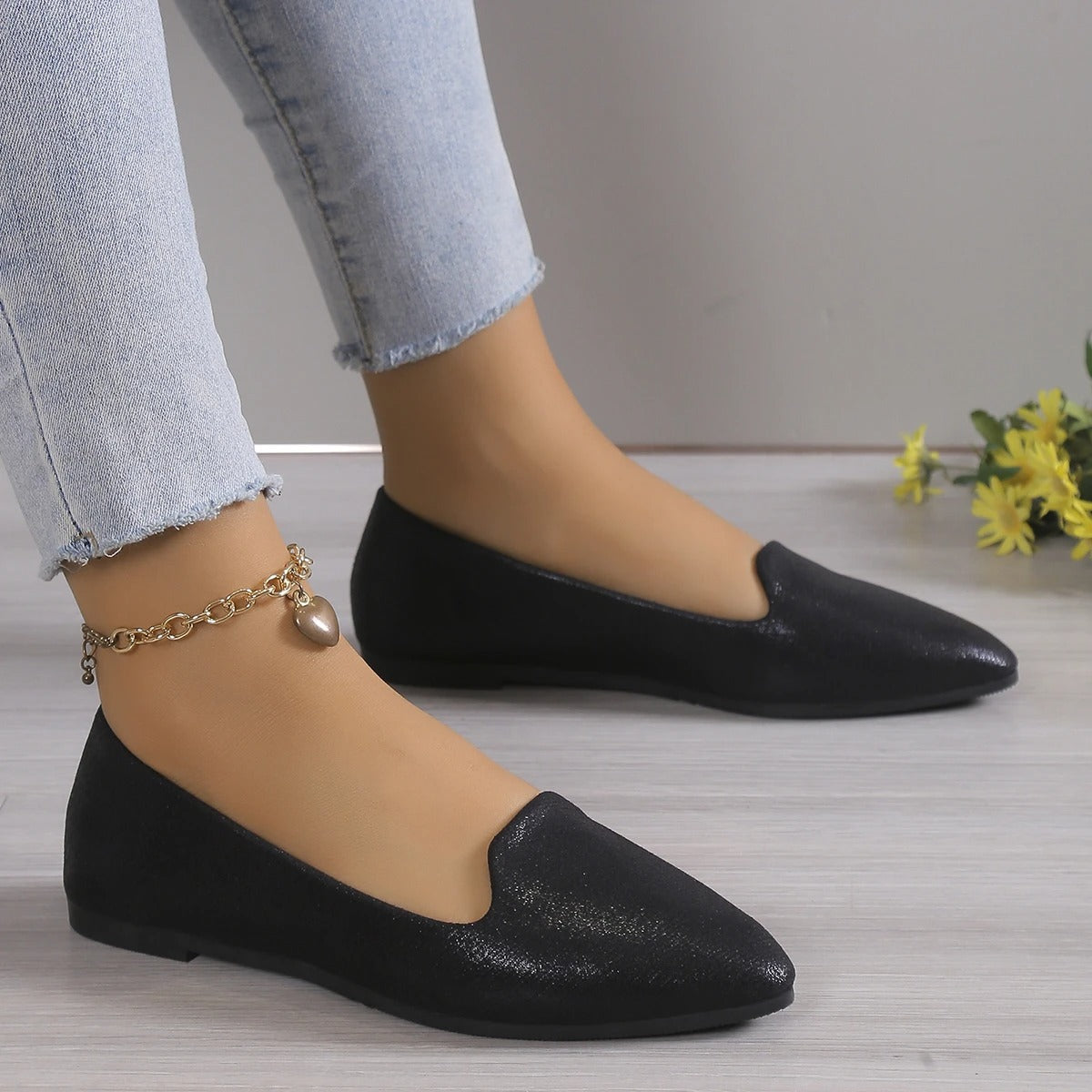 Eleganckie baleriny z koronką i elastycznymi wstawkami - Vivienne-Złoto-35-Trend Polska