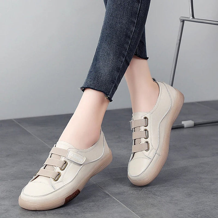 Eleganckie sneakersy ze skóry naturalnej dla kobiet – Beatrice-Beżowy-35-Trend Polska