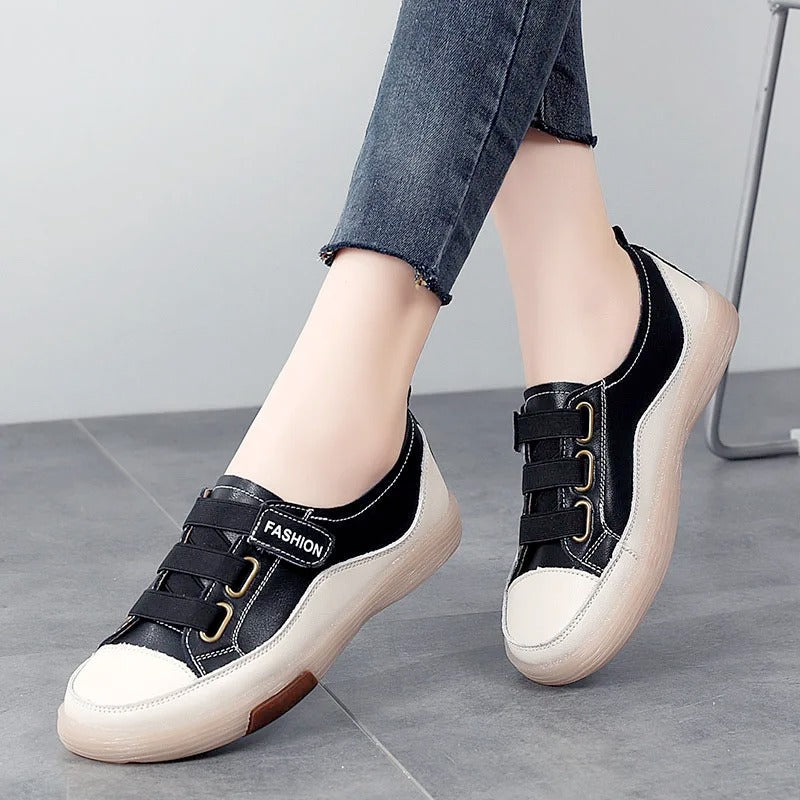 Eleganckie sneakersy ze skóry naturalnej dla kobiet – Beatrice-Czarny-35-Trend Polska