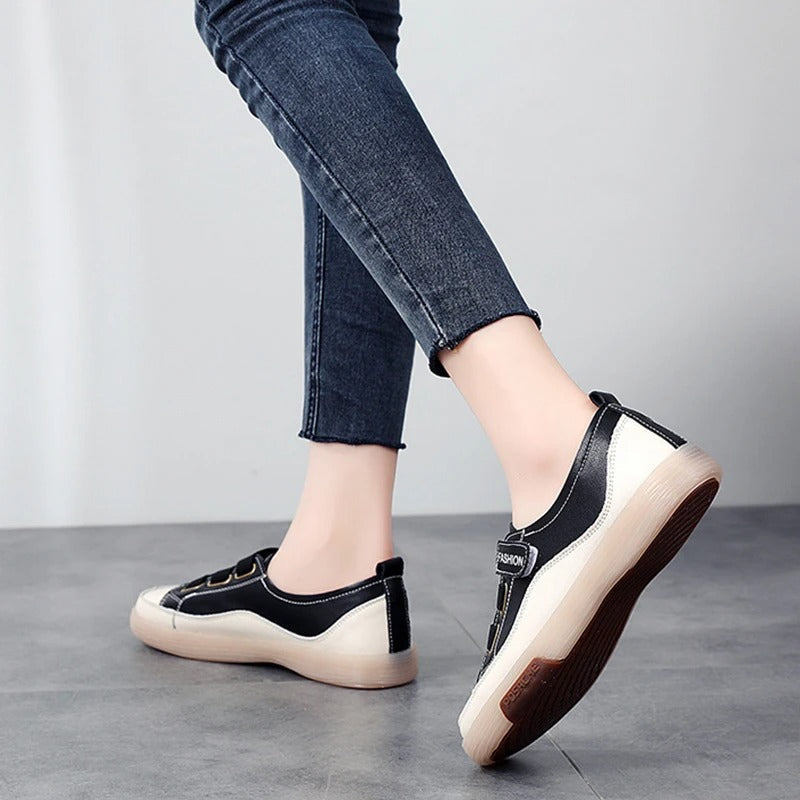 Eleganckie sneakersy ze skóry naturalnej dla kobiet – Beatrice-Czarny-35-Trend Polska