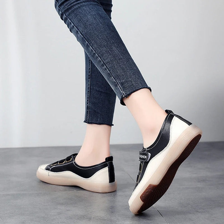 Eleganckie sneakersy ze skóry naturalnej dla kobiet – Beatrice-Czarny-35-Trend Polska