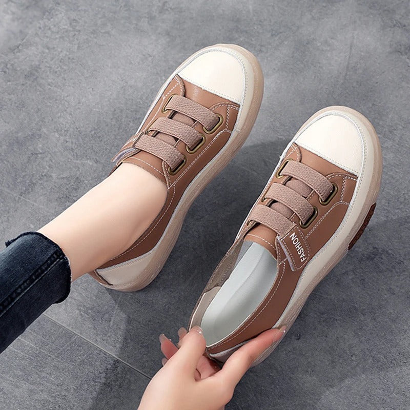 Eleganckie sneakersy ze skóry naturalnej dla kobiet – Beatrice-Czarny-35-Trend Polska
