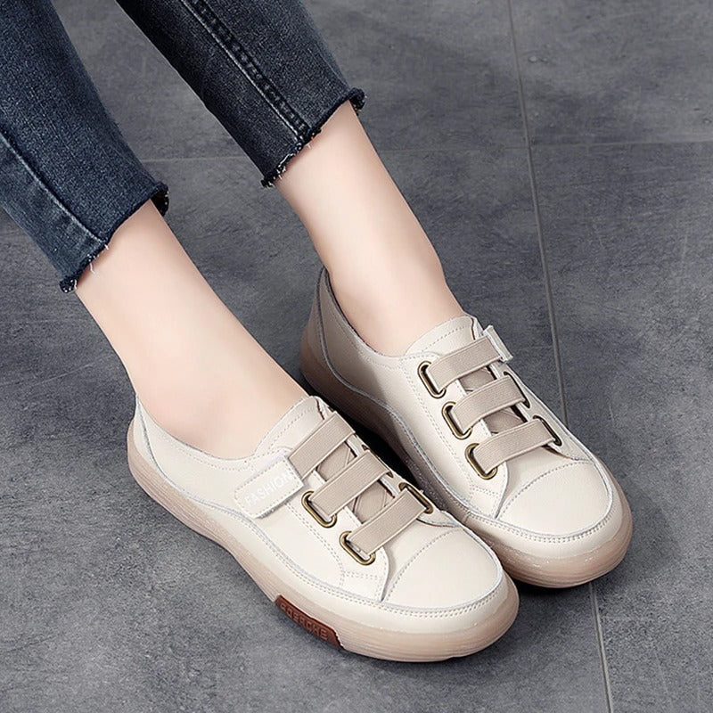 Eleganckie sneakersy ze skóry naturalnej dla kobiet – Beatrice-Czarny-35-Trend Polska