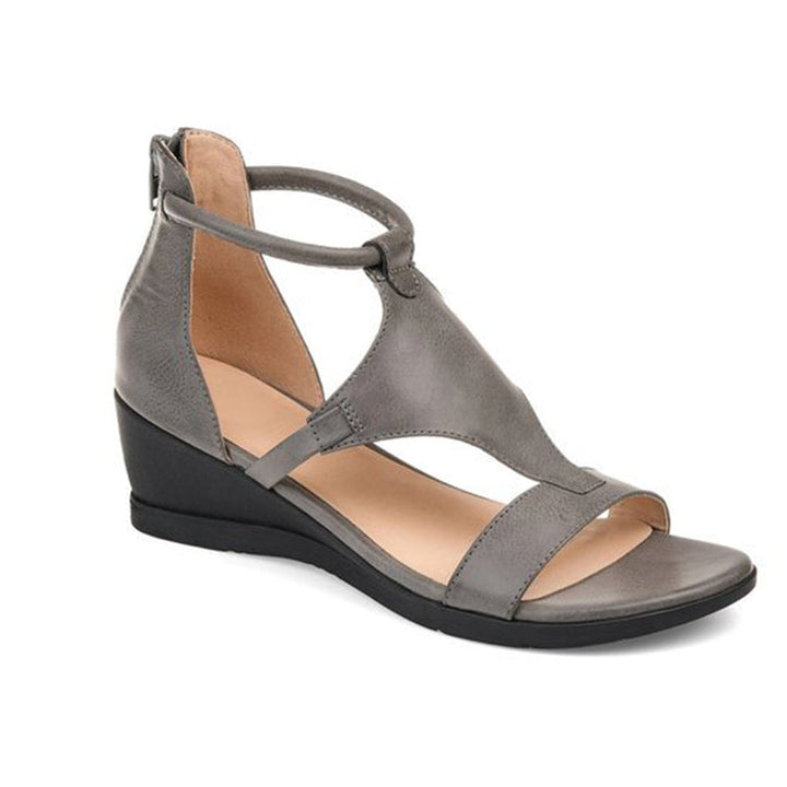 ElevateStyle Sandały | Damskie Sandały z Podwyższonym Obcasem i Designem z Zapięciem na Kostkę-Szary-35-Trend Polska