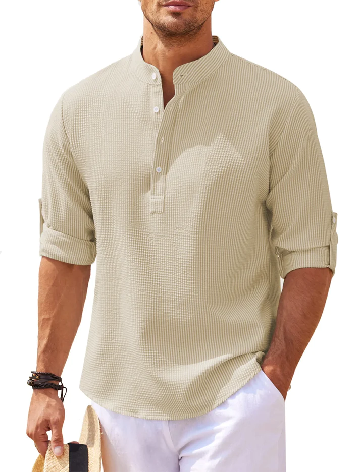 Elite Casual Męska Koszula - Styl Miejski-Khaki-M-Trend Polska