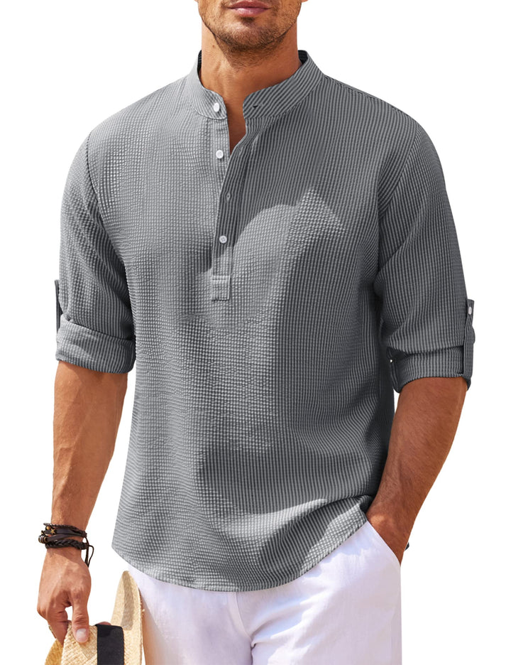 Elite Casual Męska Koszula - Styl Miejski-Szary-M-Trend Polska