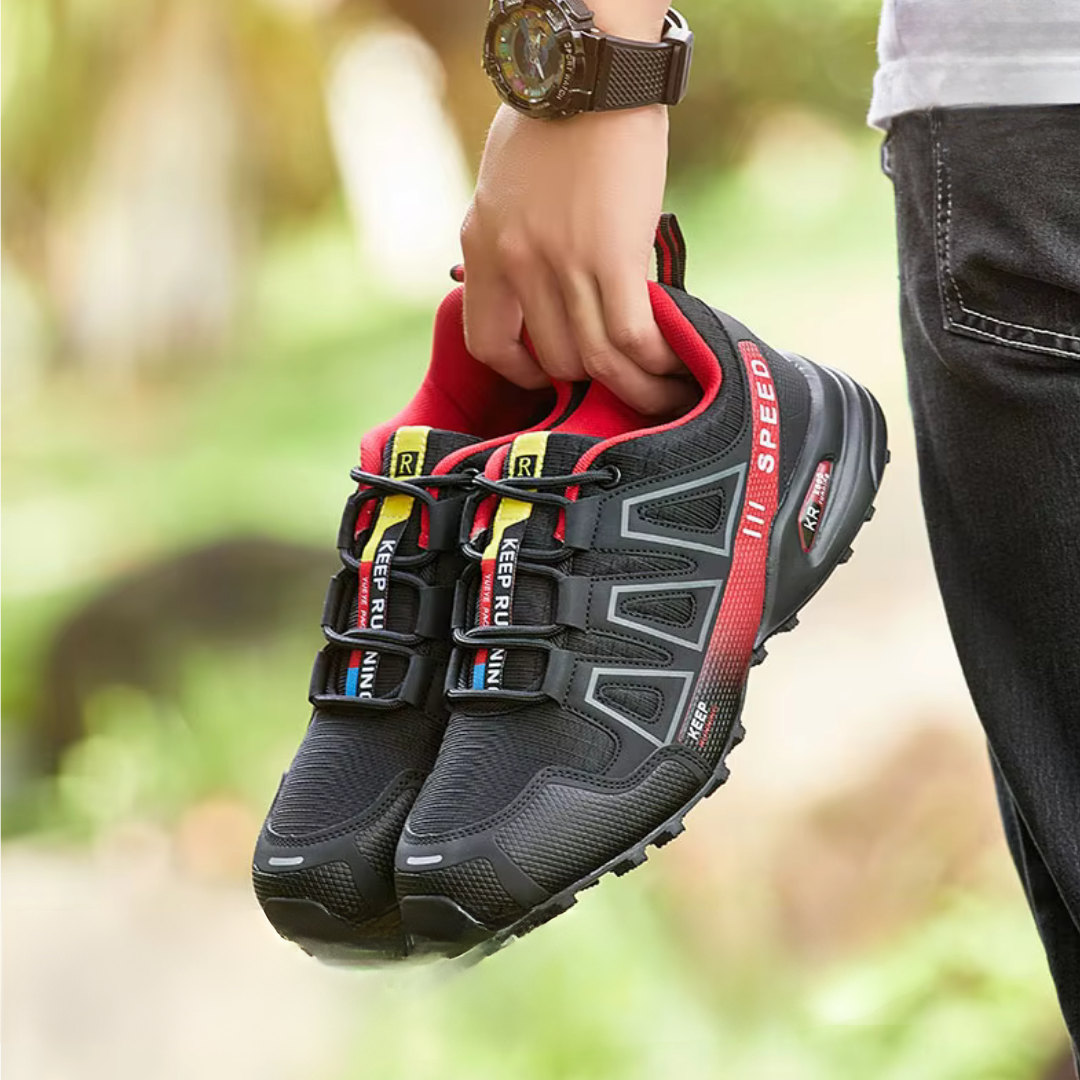 Ergonomiczne buty trekkingowe do użytku na świeżym powietrzu z komfortową amortyzacją – TrailStep-38-Czarny-Czerwony-Trend Polska