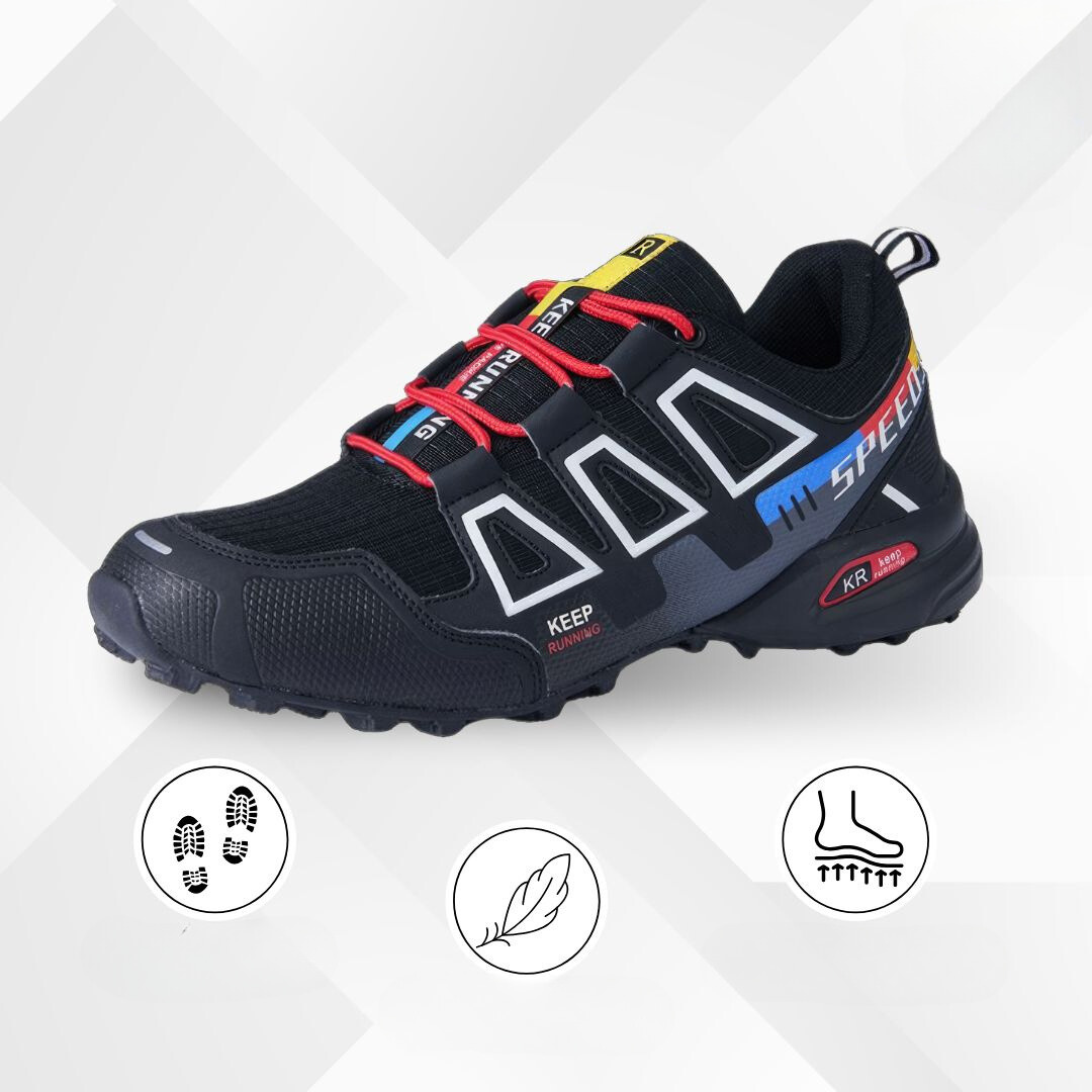 Ergonomiczne buty trekkingowe do użytku na świeżym powietrzu z komfortową amortyzacją – TrailStep-38-Czarny-Niebieski-Trend Polska