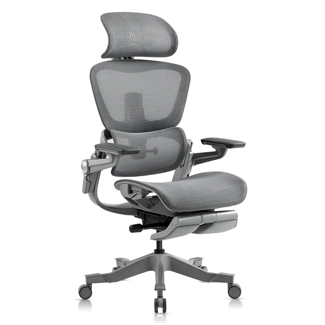 Ergonomiczne krzesło biurowe z 16 regulowanymi funkcjami - ErgoFlex-Szary-S (długość 155 - 170 cm)-Trend Polska