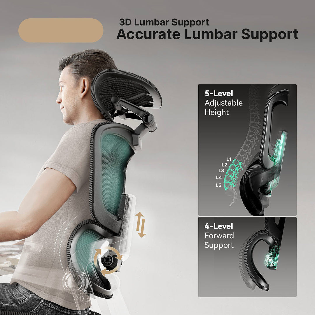 Ergonomiczne krzesło biurowe z 16 regulowanymi funkcjami - ErgoFlex-Czarny-S (długość 155 - 170 cm)-Trend Polska