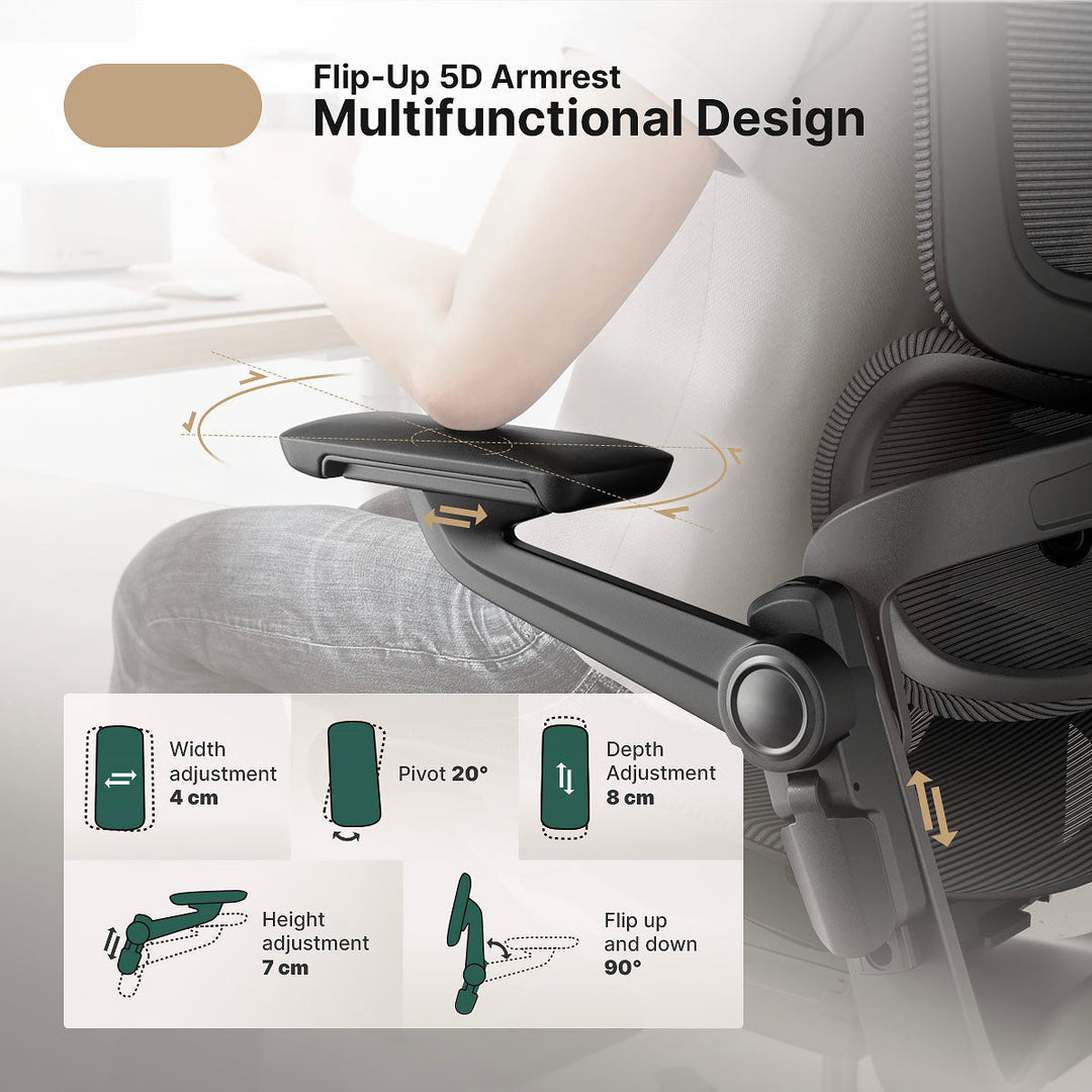 Ergonomiczne krzesło biurowe z 16 regulowanymi funkcjami - ErgoFlex-Czarny-S (długość 155 - 170 cm)-Trend Polska