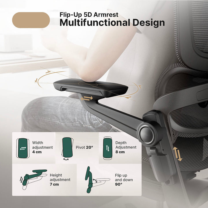 Ergonomiczne krzesło biurowe z 16 regulowanymi funkcjami - ErgoFlex-Czarny-S (długość 155 - 170 cm)-Trend Polska
