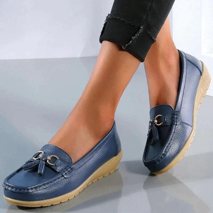Ergonomiczne Skórzane Sandały - ElegaWalk-Ciemnoniebieski-35-Trend Polska