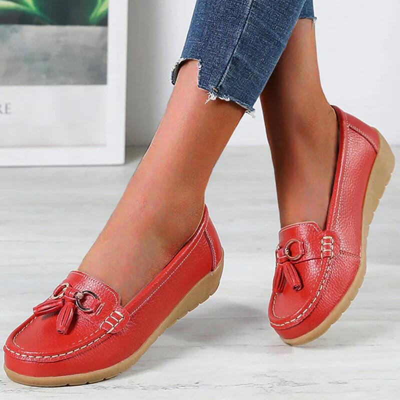 Ergonomiczne Skórzane Sandały - ElegaWalk-Czerwony-35-Trend Polska