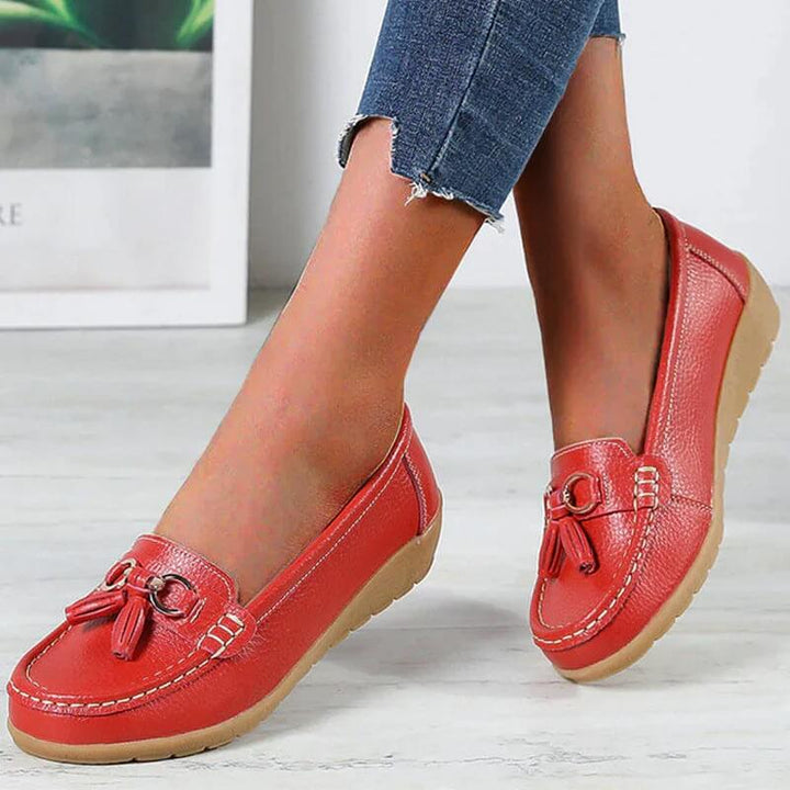 Ergonomiczne Skórzane Sandały - ElegaWalk-Czerwony-35-Trend Polska