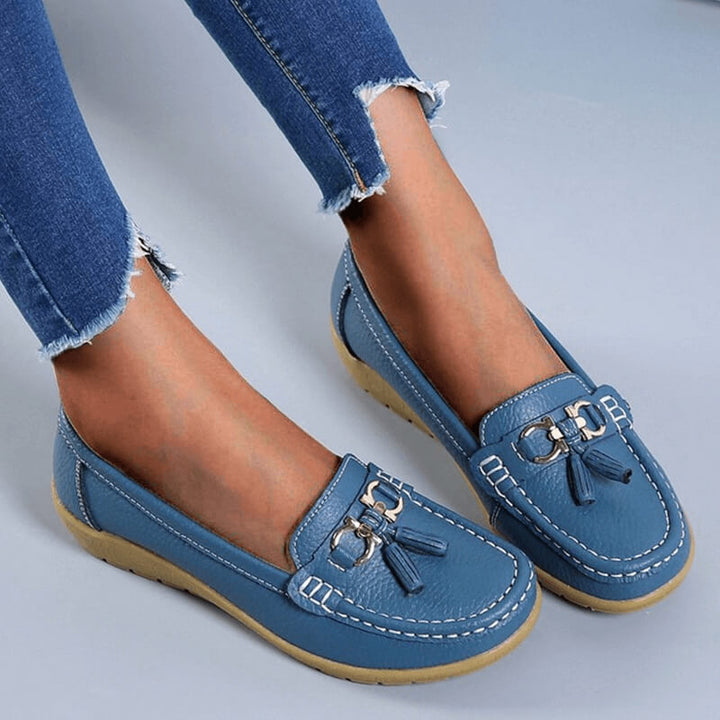 Ergonomiczne Skórzane Sandały - ElegaWalk-Jasnoniebieski-35-Trend Polska
