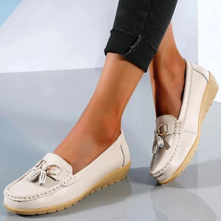 Ergonomiczne Skórzane Sandały - ElegaWalk-Khaki-35-Trend Polska