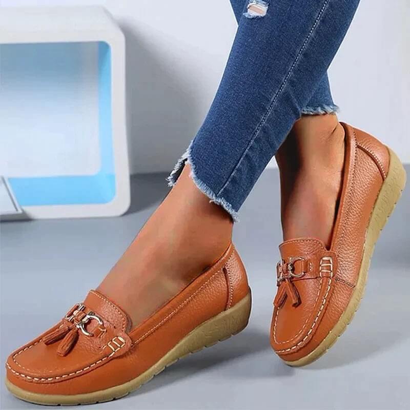 Ergonomiczne Skórzane Sandały - ElegaWalk-Pomarańczowy-35-Trend Polska