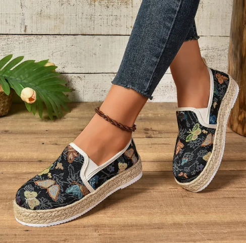 Espadrille na platformie z kwiatowym wzorem – Fleur-35-Trend Polska