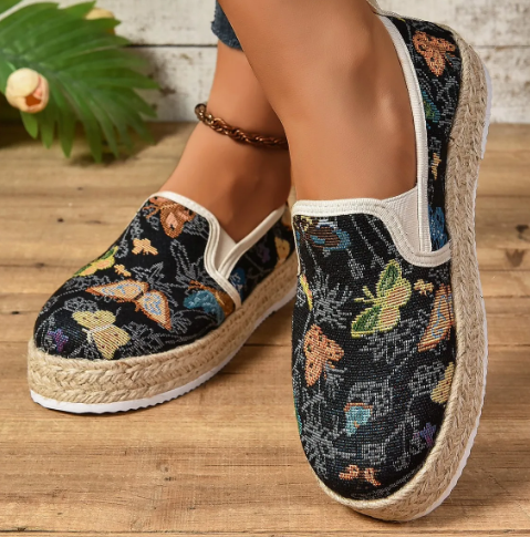 Espadrille na platformie z kwiatowym wzorem – Fleur-35-Trend Polska