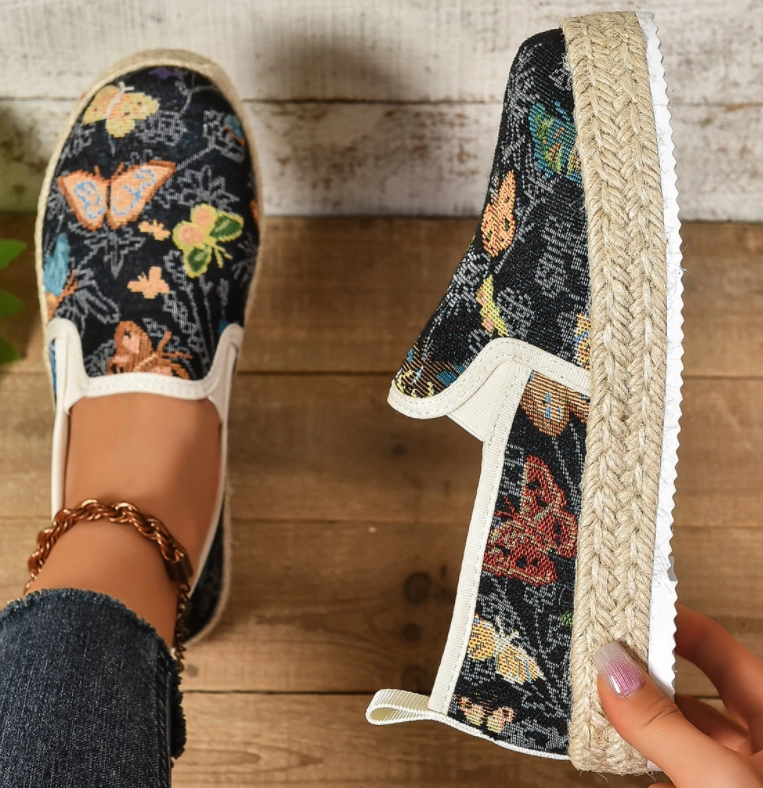 Espadrille na platformie z kwiatowym wzorem – Fleur-35-Trend Polska
