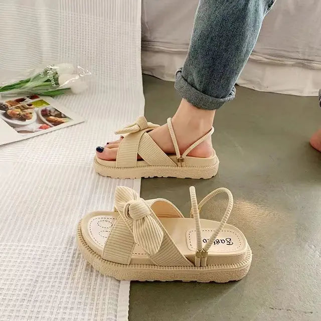 Espadrille sandały z paskami - Sienna-Beige-35-Trend Polska