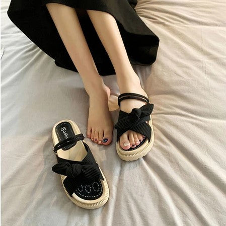 Espadrille sandały z paskami - Sienna-Czarny-35-Trend Polska