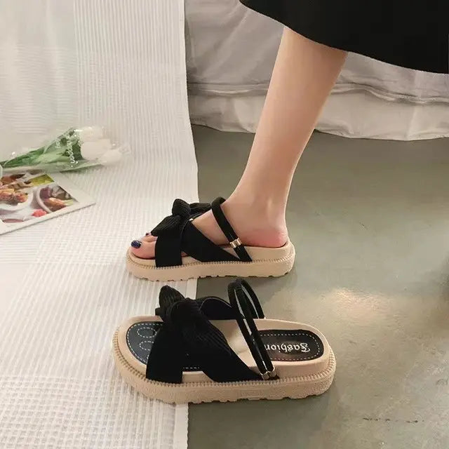 Espadrille sandały z paskami - Sienna-Czarny-35-Trend Polska