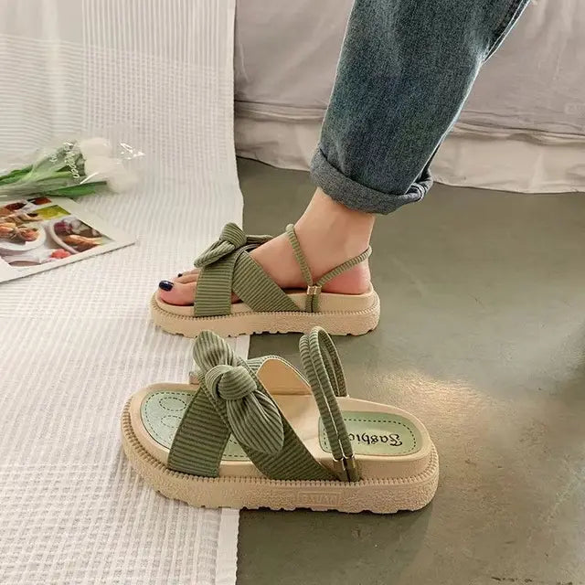 Espadrille sandały z paskami - Sienna-Zielony-35-Trend Polska