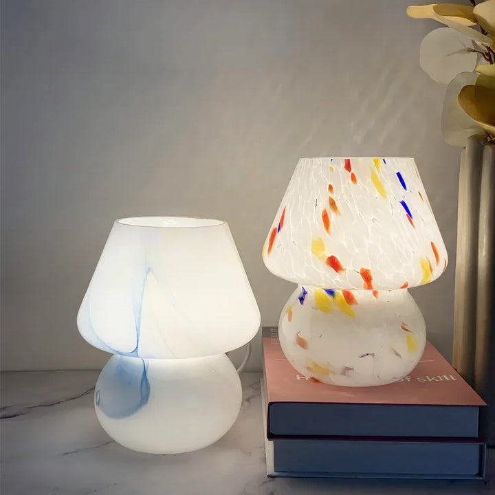 Estetyczna szklana lampa grzybowa - LumiMush-Kolorowe kropki-Trend Polska