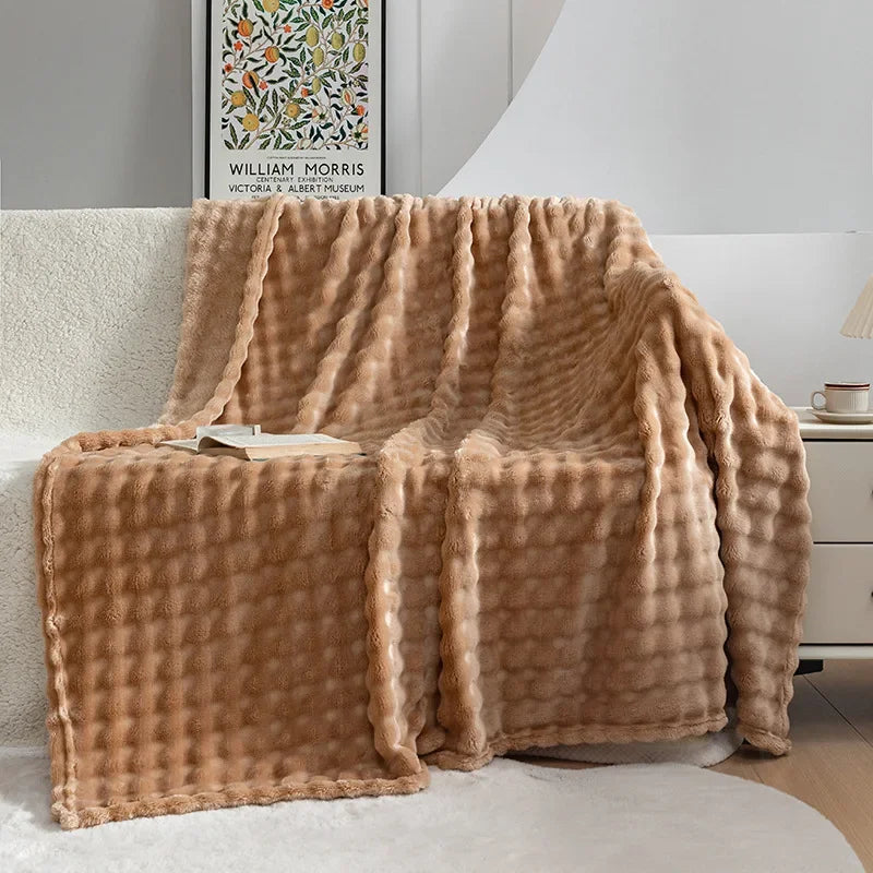 Extra miękka flanelowa kołdra - PlushBubble-Beżowy-70x100cm-Trend Polska