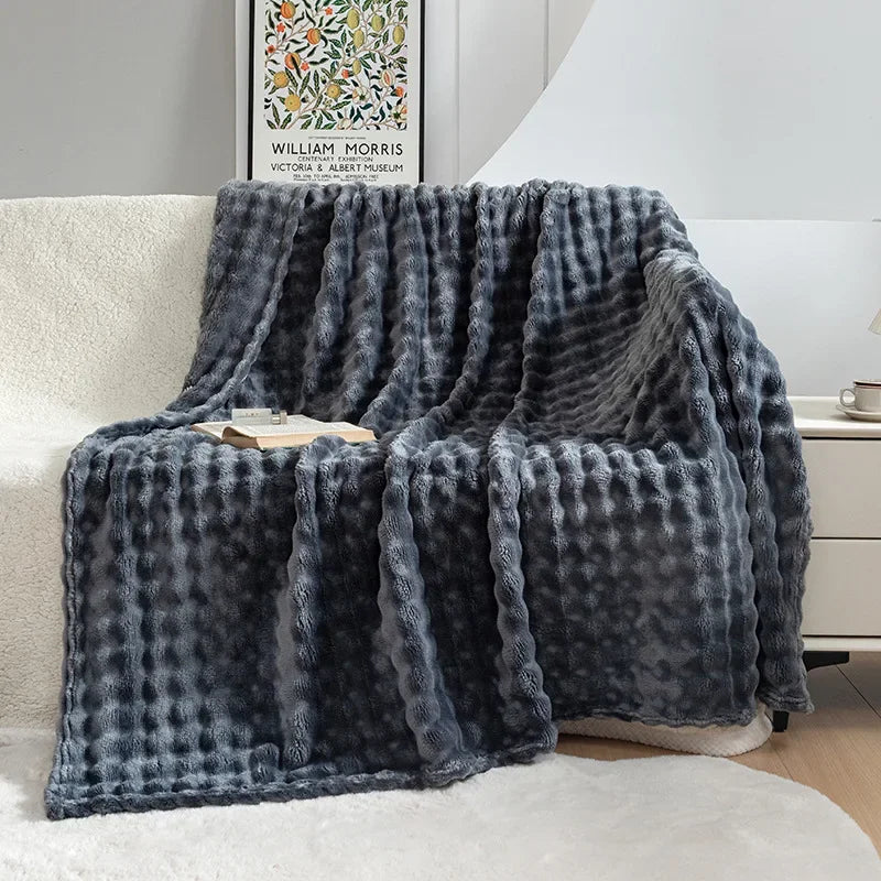 Extra miękka flanelowa kołdra - PlushBubble-Ciemnoszary-70x100cm-Trend Polska