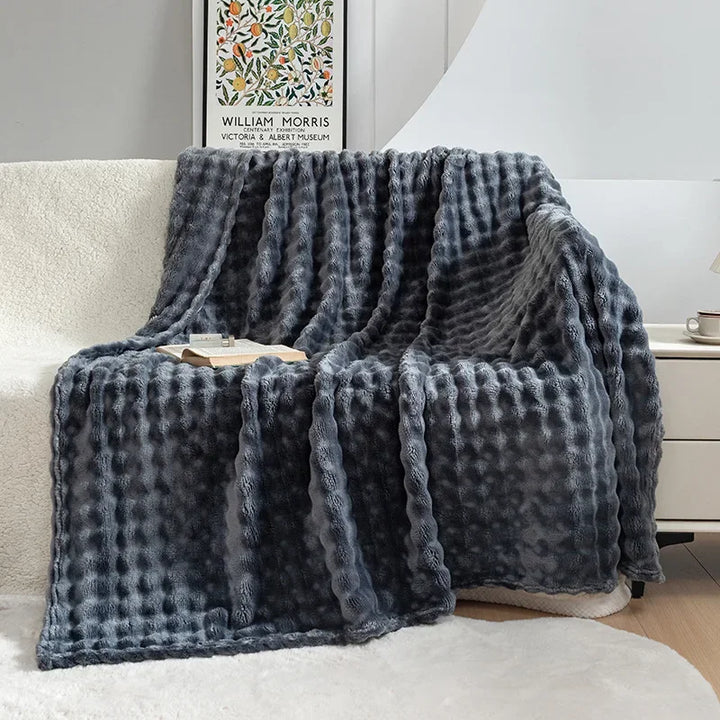 Extra miękka flanelowa kołdra - PlushBubble-Ciemnoszary-70x100cm-Trend Polska