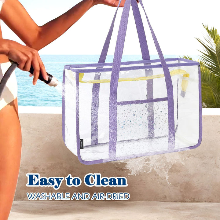 Kup 1, dostaniesz 1 ZA DARMO – Extra Large Clear Mesh Beach Tote z 8 kieszeniami – ClearWave