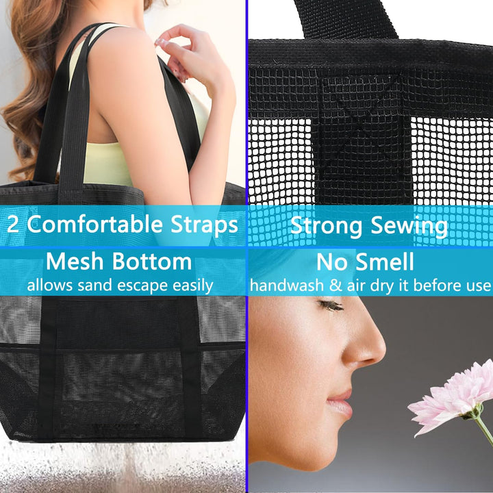 Kup 1, dostaniesz 1 ZA DARMO – Extra Large Clear Mesh Beach Tote z 8 kieszeniami – ClearWave