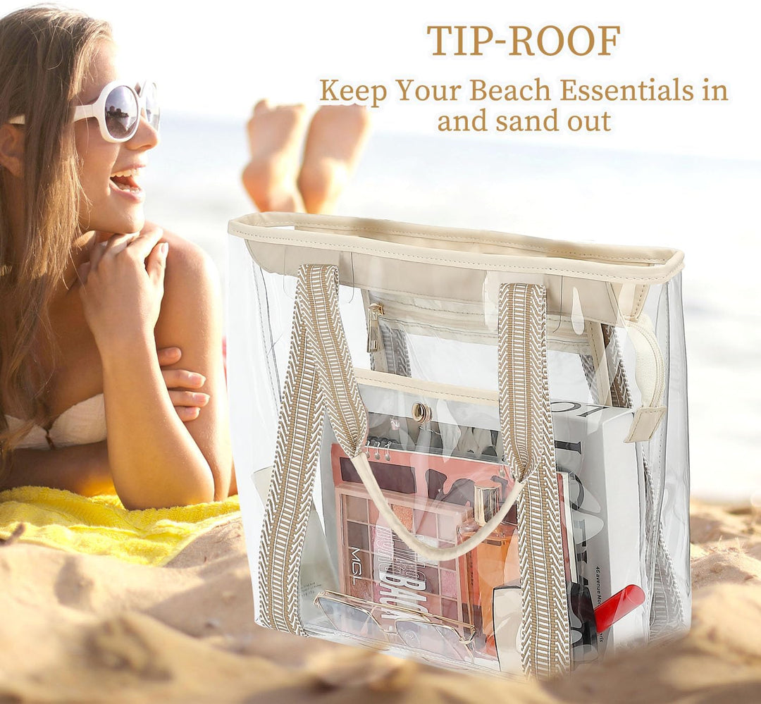 Kup 1, dostaniesz 1 ZA DARMO – Extra Large Clear Mesh Beach Tote z 8 kieszeniami – ClearWave