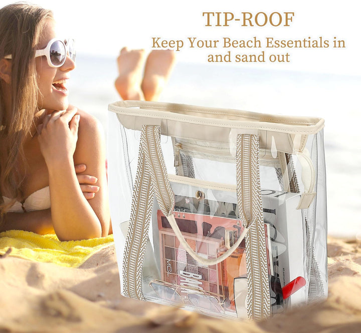 Kup 1, dostaniesz 1 ZA DARMO – Extra Large Clear Mesh Beach Tote z 8 kieszeniami – ClearWave
