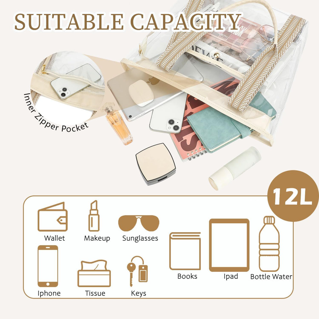 Kup 1, dostaniesz 1 ZA DARMO – Extra Large Clear Mesh Beach Tote z 8 kieszeniami – ClearWave