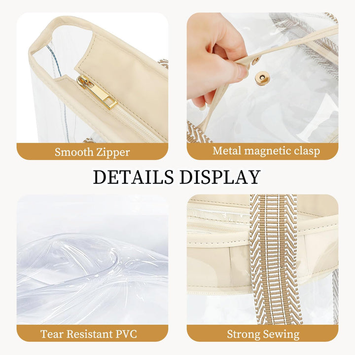 Kup 1, dostaniesz 1 ZA DARMO – Extra Large Clear Mesh Beach Tote z 8 kieszeniami – ClearWave