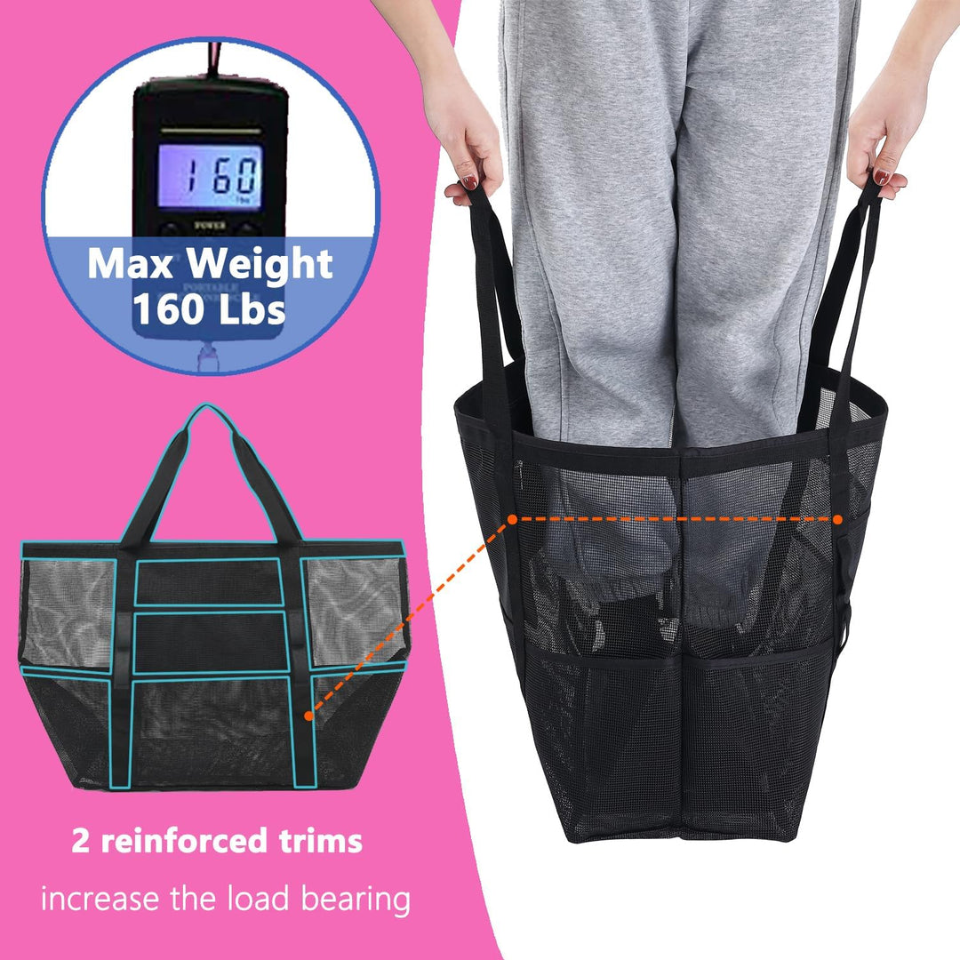 Kup 1, dostaniesz 1 ZA DARMO – Extra Large Clear Mesh Beach Tote z 8 kieszeniami – ClearWave
