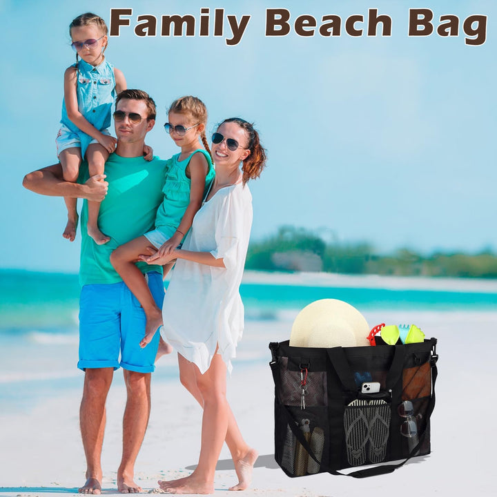 Kup 1, dostaniesz 1 ZA DARMO – Extra Large Clear Mesh Beach Tote z 8 kieszeniami – ClearWave