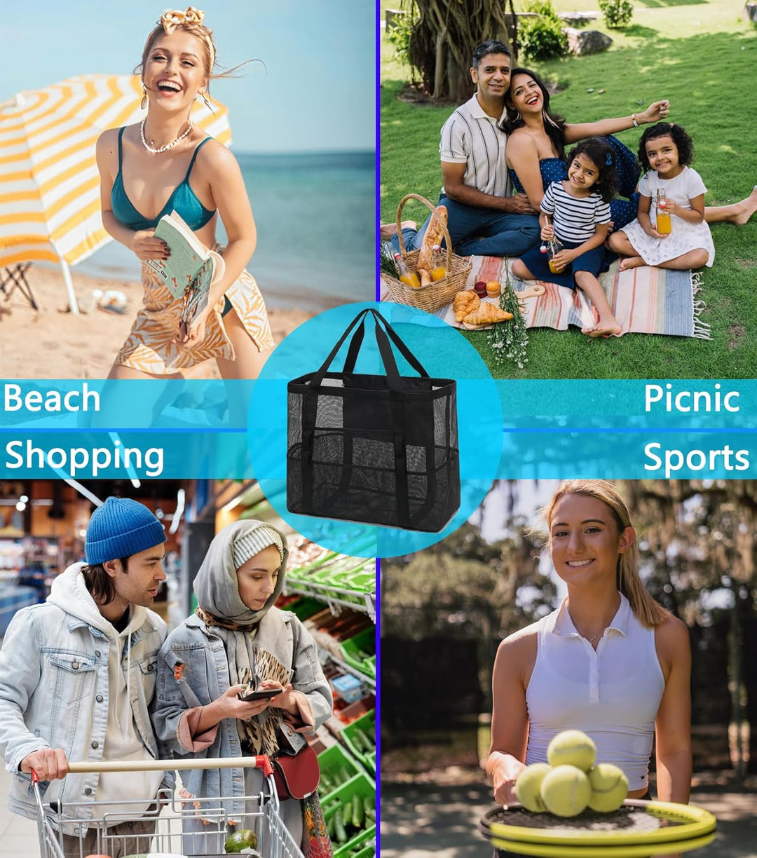 Kup 1, dostaniesz 1 ZA DARMO – Extra Large Clear Mesh Beach Tote z 8 kieszeniami – ClearWave