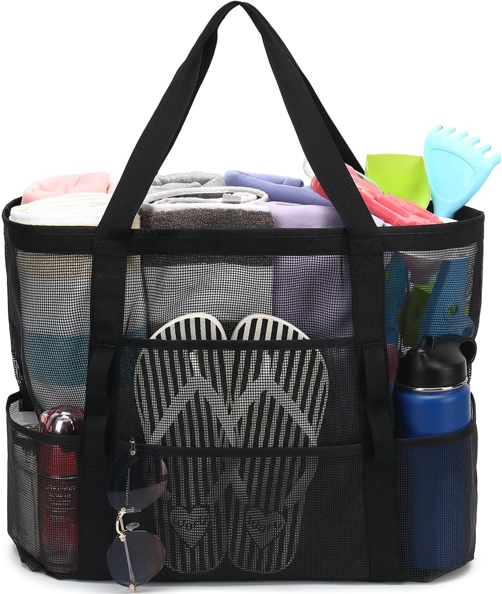 Kup 1, dostaniesz 1 ZA DARMO – Extra Large Clear Mesh Beach Tote z 8 kieszeniami – ClearWave