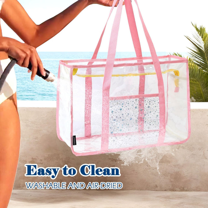 Kup 1, dostaniesz 1 ZA DARMO – Extra Large Clear Mesh Beach Tote z 8 kieszeniami – ClearWave