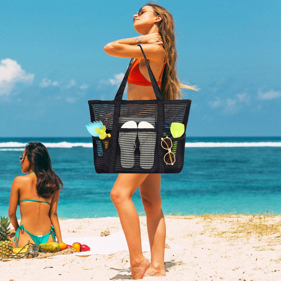 Kup 1, dostaniesz 1 ZA DARMO – Extra Large Clear Mesh Beach Tote z 8 kieszeniami – ClearWave