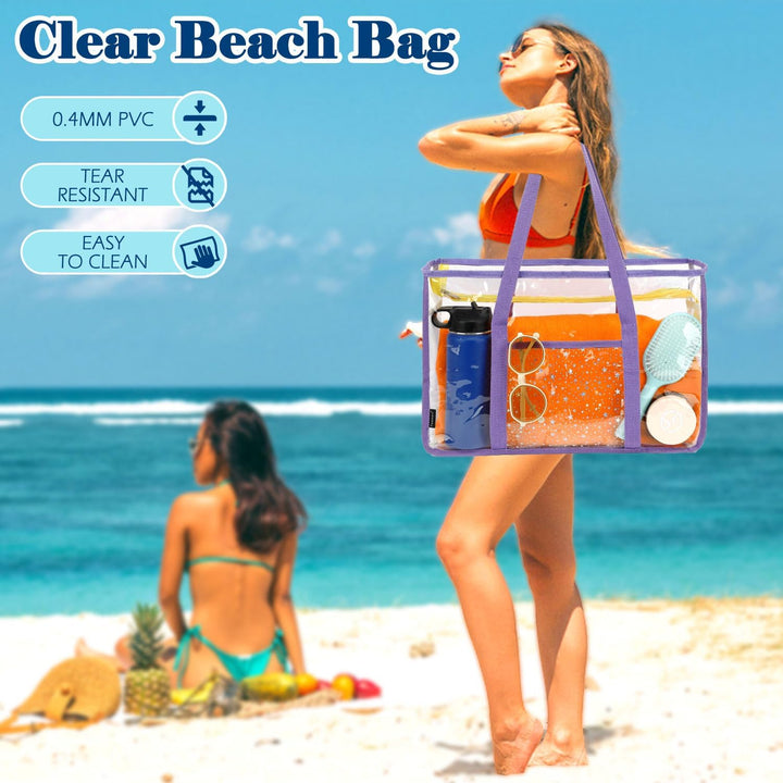 Kup 1, dostaniesz 1 ZA DARMO – Extra Large Clear Mesh Beach Tote z 8 kieszeniami – ClearWave
