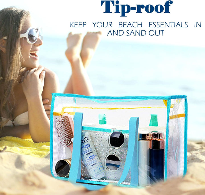 Kup 1, dostaniesz 1 ZA DARMO – Extra Large Clear Mesh Beach Tote z 8 kieszeniami – ClearWave