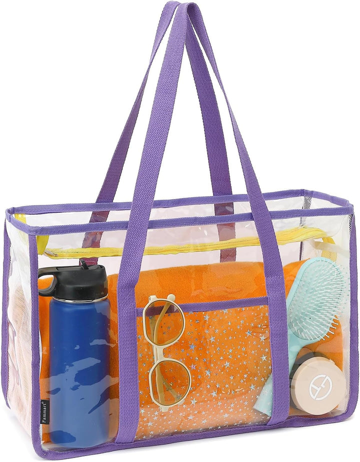 Kup 1, dostaniesz 1 ZA DARMO – Extra Large Clear Mesh Beach Tote z 8 kieszeniami – ClearWave