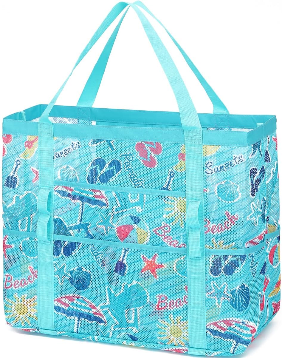Kup 1, dostaniesz 1 ZA DARMO – Extra Large Clear Mesh Beach Tote z 8 kieszeniami – ClearWave