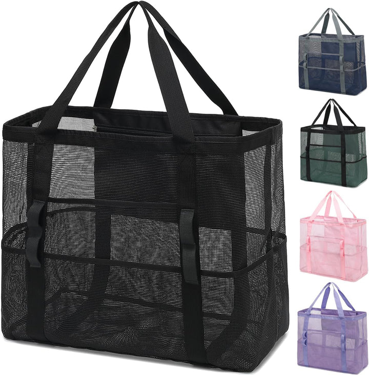 Kup 1, dostaniesz 1 ZA DARMO – Extra Large Clear Mesh Beach Tote z 8 kieszeniami – ClearWave